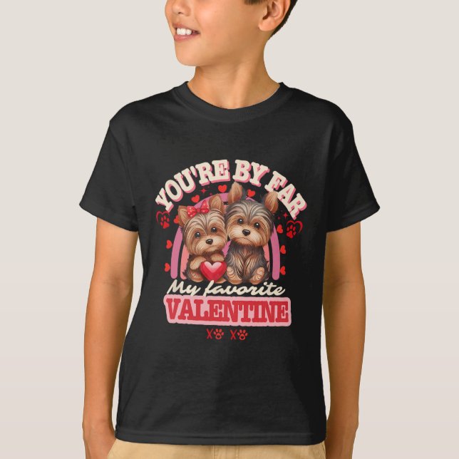 Cute Yorkshire Couple Valentines Day Retro Yorkie  T-Shirt (Front)