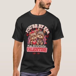 Cute Yorkshire Couple Valentines Day Retro Yorkie  T-Shirt