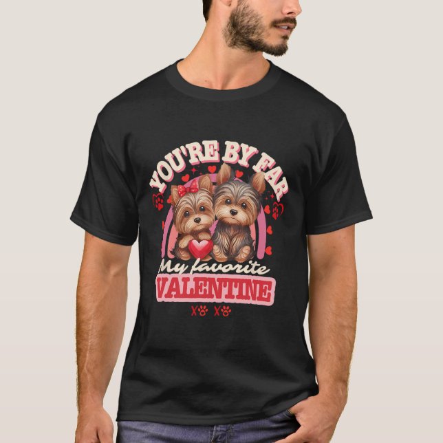 Cute Yorkshire Couple Valentines Day Retro Yorkie  T-Shirt (Front)