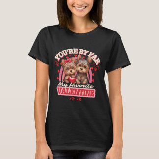 Cute Yorkshire Couple Valentines Day Retro Yorkie  T-Shirt