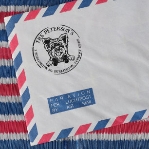 Cute Yorkshire Dog Return Address Rubber Stamp