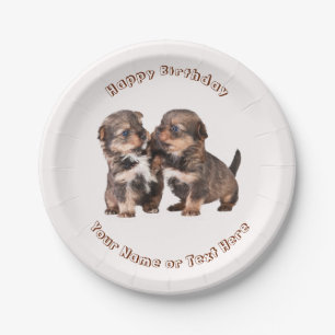 Cute Yorkshire Puppies Paper Plates