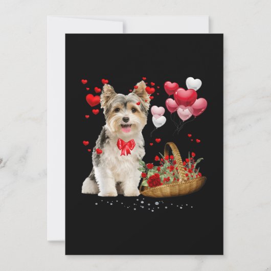 Cute Yorkshire Terrier Balloon Heart Valentine Day (Front)