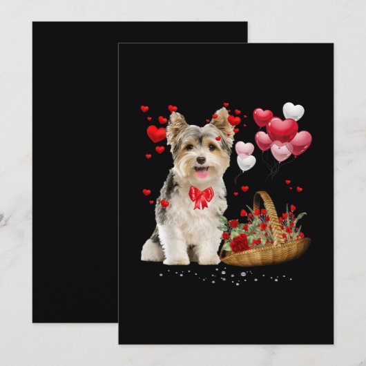 Cute Yorkshire Terrier Balloon Heart Valentine Day (Front/Back)