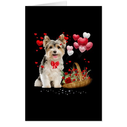 Cute Yorkshire Terrier Balloon Heart Valentine Day Card