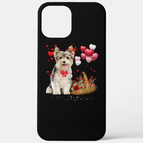 Cute Yorkshire Terrier Balloon Heart Valentine Day iPhone 12 Pro Max Case