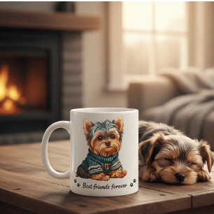 Cute Yorkshire Terrier Best Friends Forever Puppy Coffee Mug