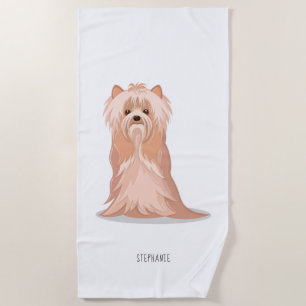 Cute Yorkshire Terrier Birthday Beach Towel