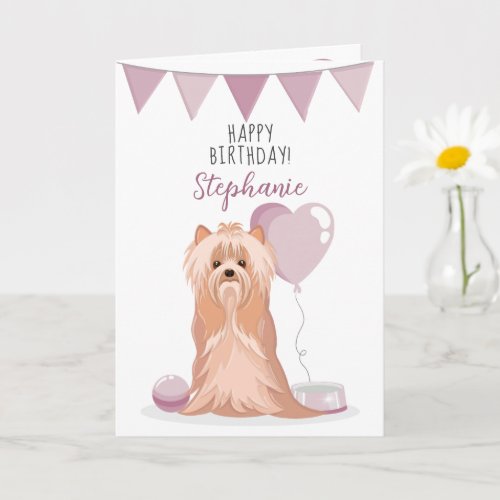 Cute Yorkshire Terrier Birthday Card