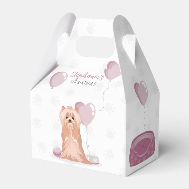 Cute Yorkshire Terrier Birthday Favor Boxes (Back Side)