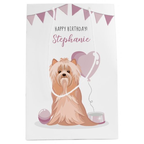 Cute Yorkshire Terrier Birthday Medium Gift Bag