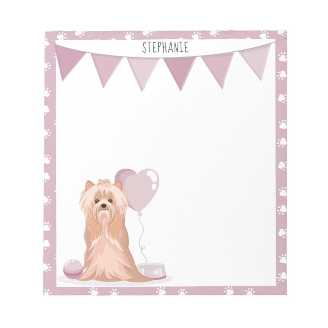 Cute Yorkshire Terrier Birthday Notepad (Front)