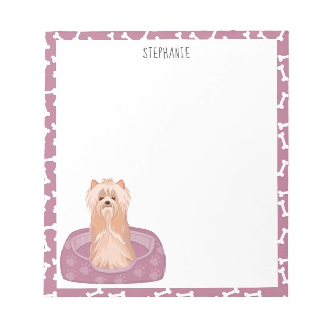 Cute Yorkshire Terrier Birthday Notepad (Front)