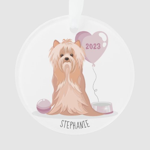 Cute Yorkshire Terrier Birthday Ornament
