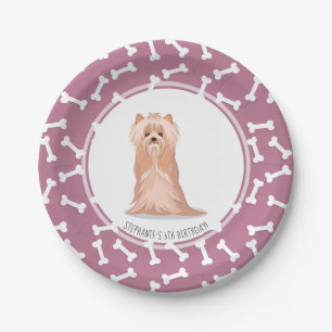 Cute Yorkshire Terrier Birthday Paper Plates