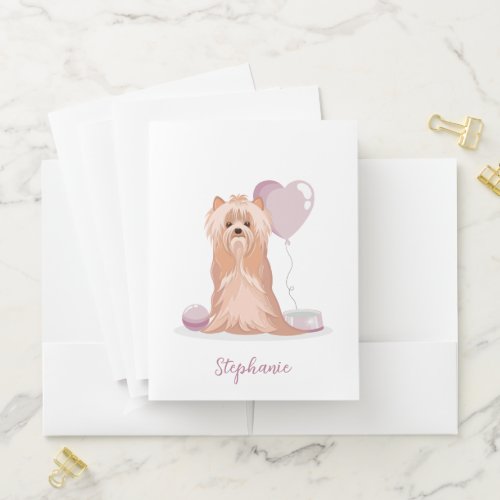 Cute Yorkshire Terrier Birthday Pocket Folder