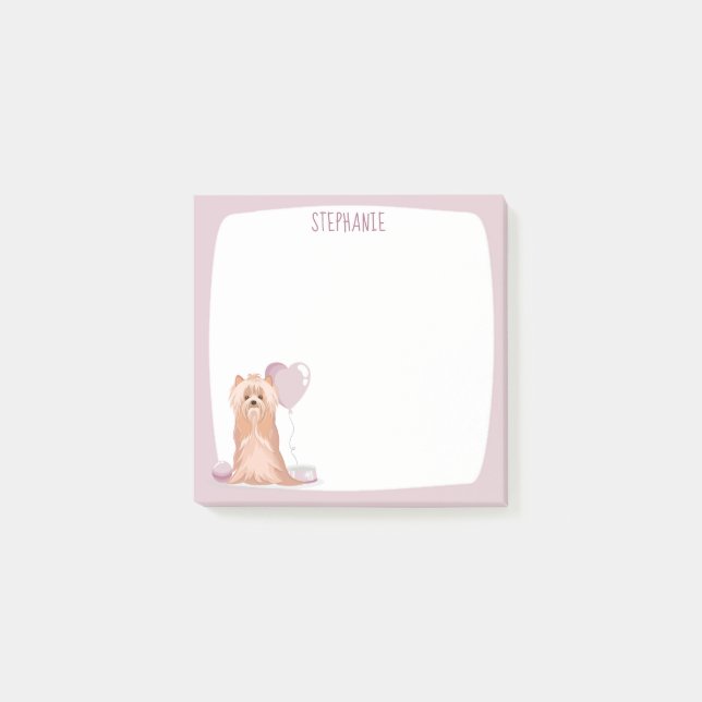 Cute Yorkshire Terrier Birthday Post-it Notes (Front)