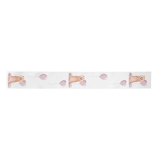 Cute Yorkshire Terrier Birthday Satin Ribbon (Front)