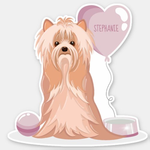 Cute Yorkshire Terrier Birthday Sticker