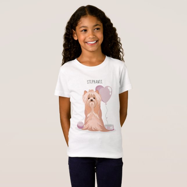 Cute Yorkshire Terrier Birthday T-Shirt (Front Full)