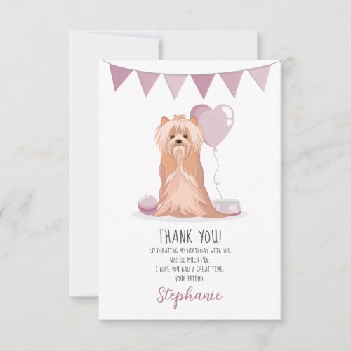 Cute Yorkshire Terrier Birthday Thank You Invitation