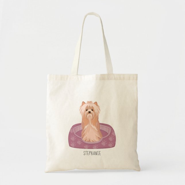 Cute Yorkshire Terrier Birthday Tote Bag (Front)