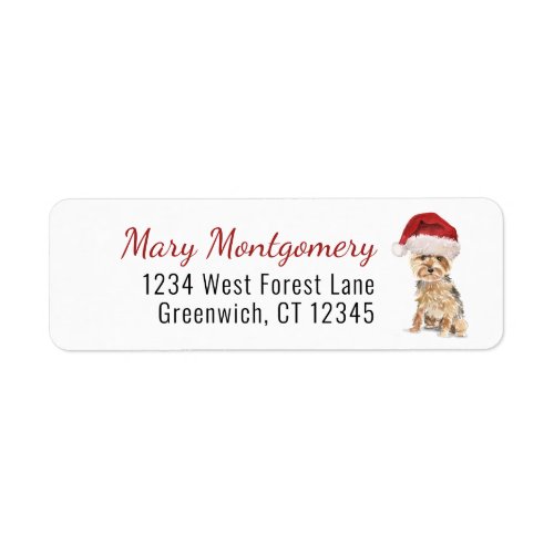 Cute Yorkshire Terrier Christmas Return Address Label