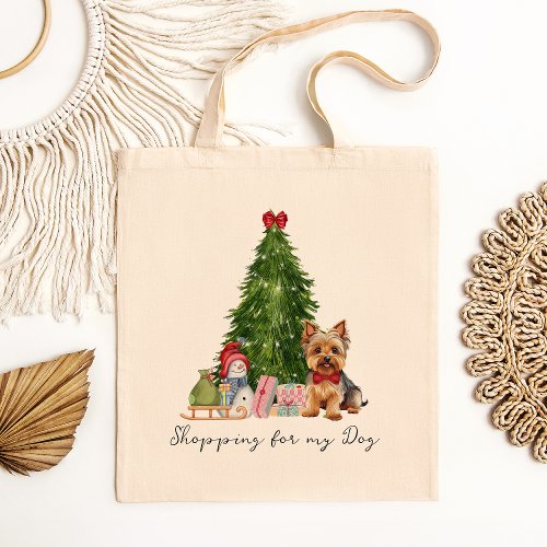 Cute Yorkshire terrier Christmas themed Tote Bag