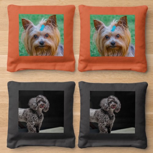 Cute Yorkshire Terrier Dog Head Poodle Cornhole Bags