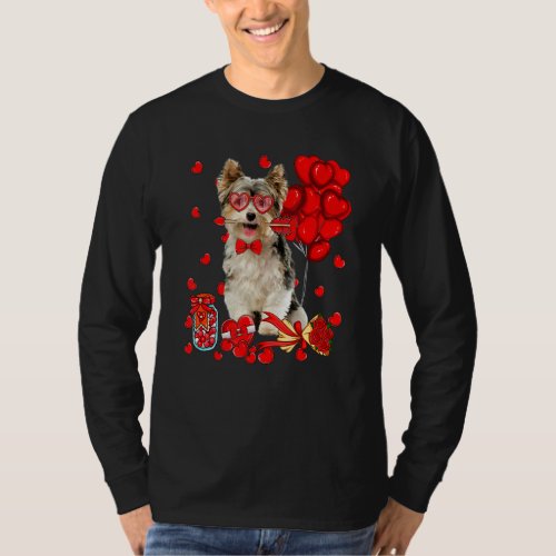 Cute Yorkshire Terrier Dog Heart Valentines Day D T_Shirt