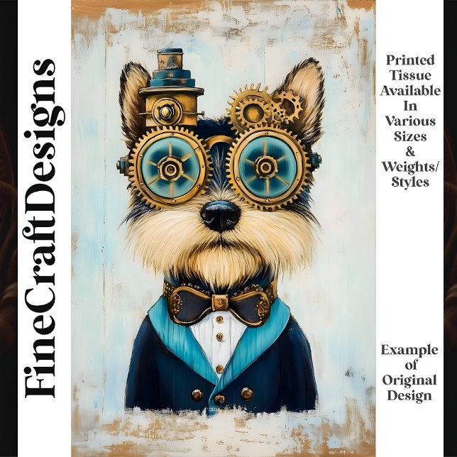 Cute Yorkshire Terrier Dog In Goggles K3 Decoupage Tissue Paper (Creator Uploaded)