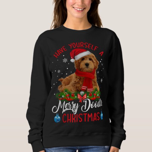 Cute Yorkshire Terrier Dog Merry Doodle Christmas  Sweatshirt