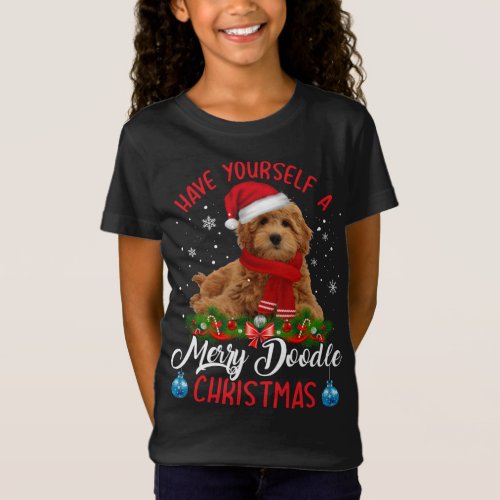 Cute Yorkshire Terrier Dog Merry Doodle Christmas  T_Shirt