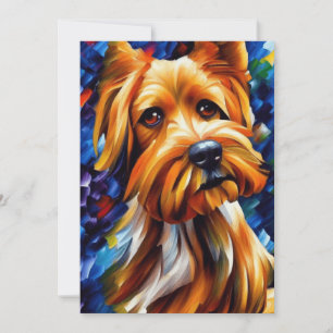 Cute Yorkshire Terrier Dog Painting Holiday Card