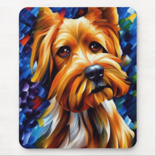 Cute Yorkshire Terrier Dog Painting   Mouse Pad
