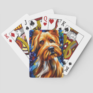 Cute Yorkshire Terrier Dog Painting Poker Cards