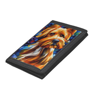 Cute Yorkshire Terrier Dog Painting Tri-fold Wallet