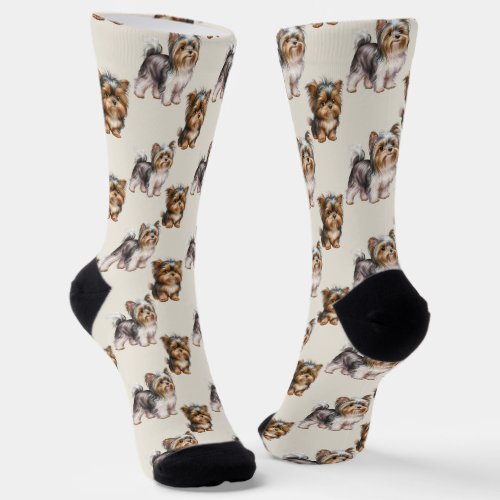 Cute Yorkshire Terrier Dog Pattern Socks