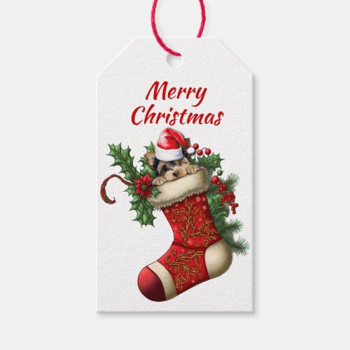 Cute Yorkshire Terrier Dog Peeking Gift Tags