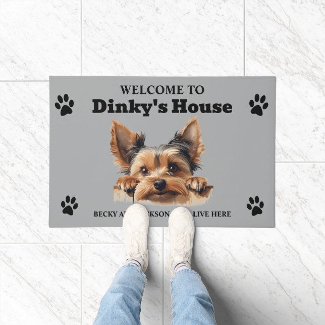 Cute Yorkshire Terrier Dog Photo Doormat (Indoor)