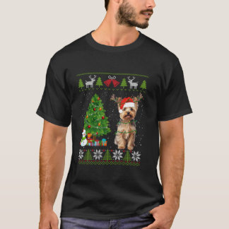 Cute Yorkshire Terrier Dog Santa Hat Ugly Sweater 