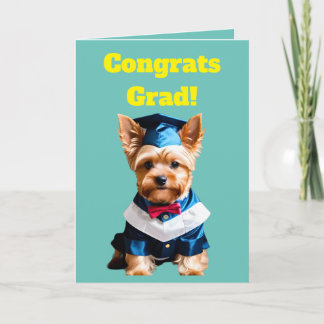 Cute Yorkshire Terrier Graduation Card
