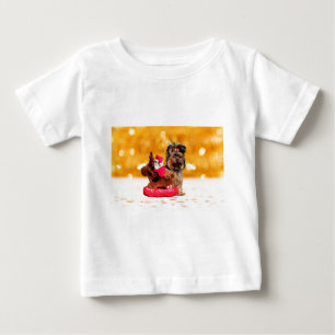 Cute Yorkshire Terrier Merry Christmas Baby T-Shirt
