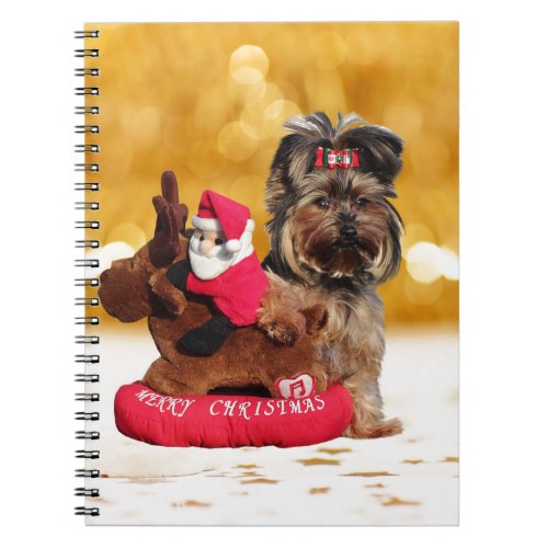 Cute Yorkshire Terrier Merry Christmas Notebook