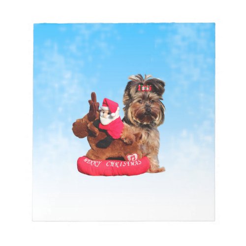 Cute Yorkshire Terrier Merry Christmas Notepad