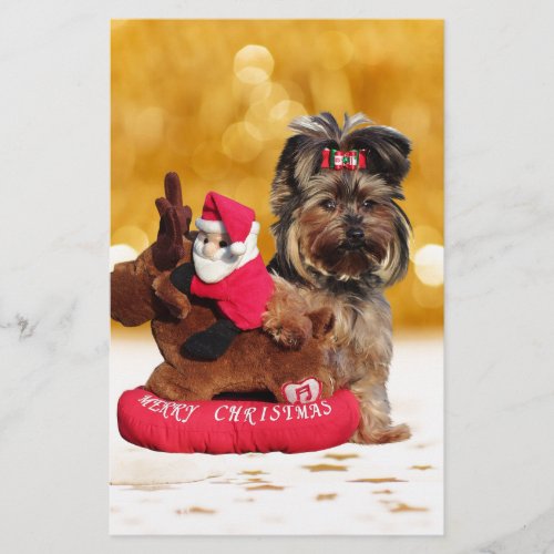 Cute Yorkshire Terrier Merry Christmas Stationery