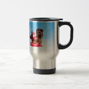 Cute Yorkshire Terrier Merry Christmas Travel Mug