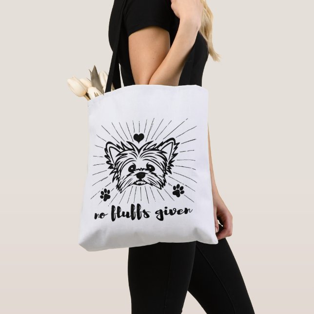 Cute Yorkshire Terrier No Fluffs Given Meme Joke  Tote Bag (Close Up)