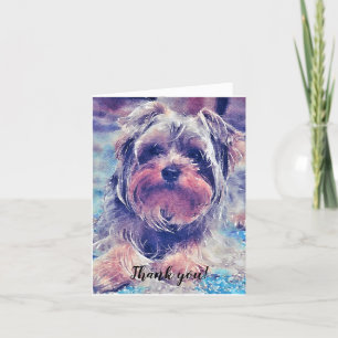 Cute Yorkshire Terrier  Painting Letterpress Thank You Card