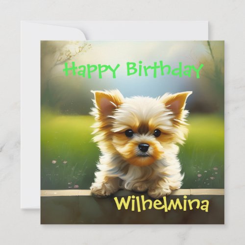 Cute Yorkshire Terrier Puppy Birthday Holiday Card